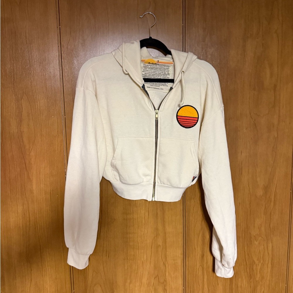 Aviator Nation SUNSET PATCH RELAXED CROPPED ZIP HOODIE - Picture 2 of 7